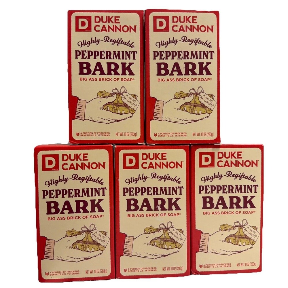 Duke Cannon Peppermint Bark Scent Bar Soap Holiday Collection 10 oz 5 Pack
